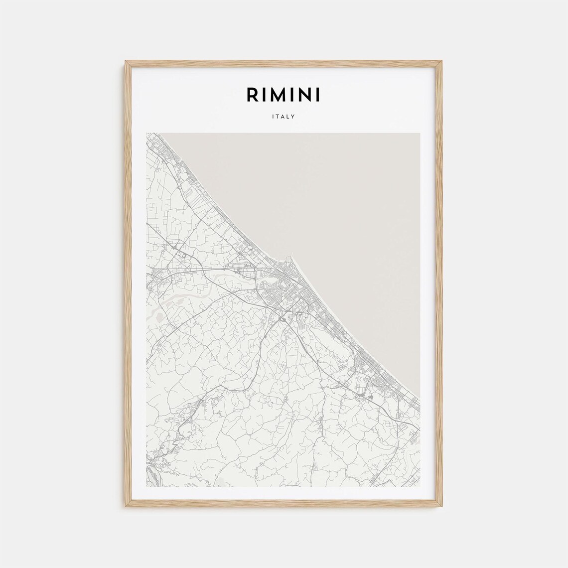 Rimini Italy Minimalist City Street Map Monochrome Art Poster