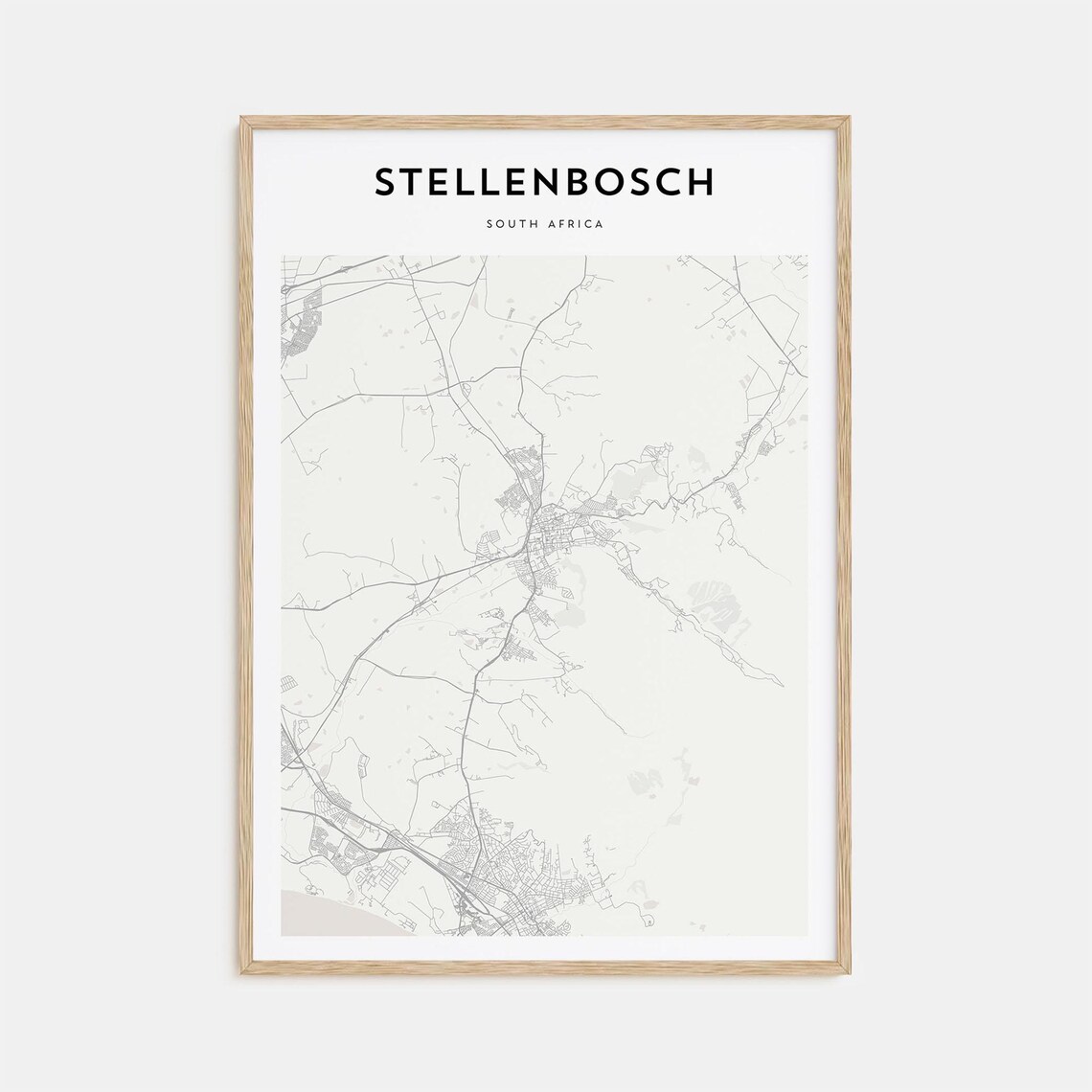 Stellenbosch South Africa Minimalist City Map Line Art Poster