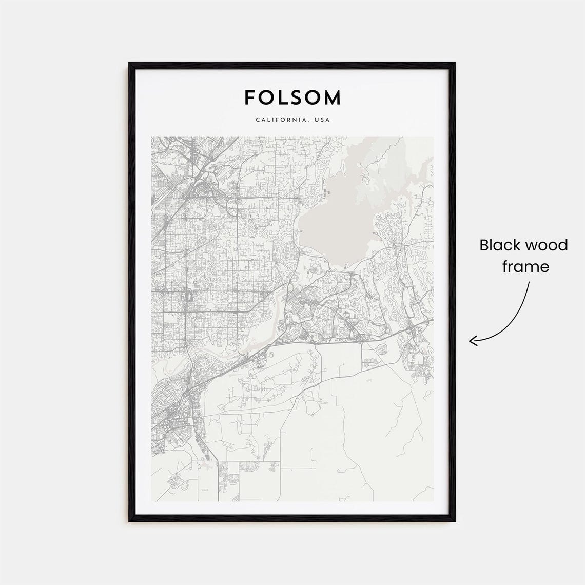 Folsom California USA Minimalist Beige City Map Wall Decor Poster - Image 3