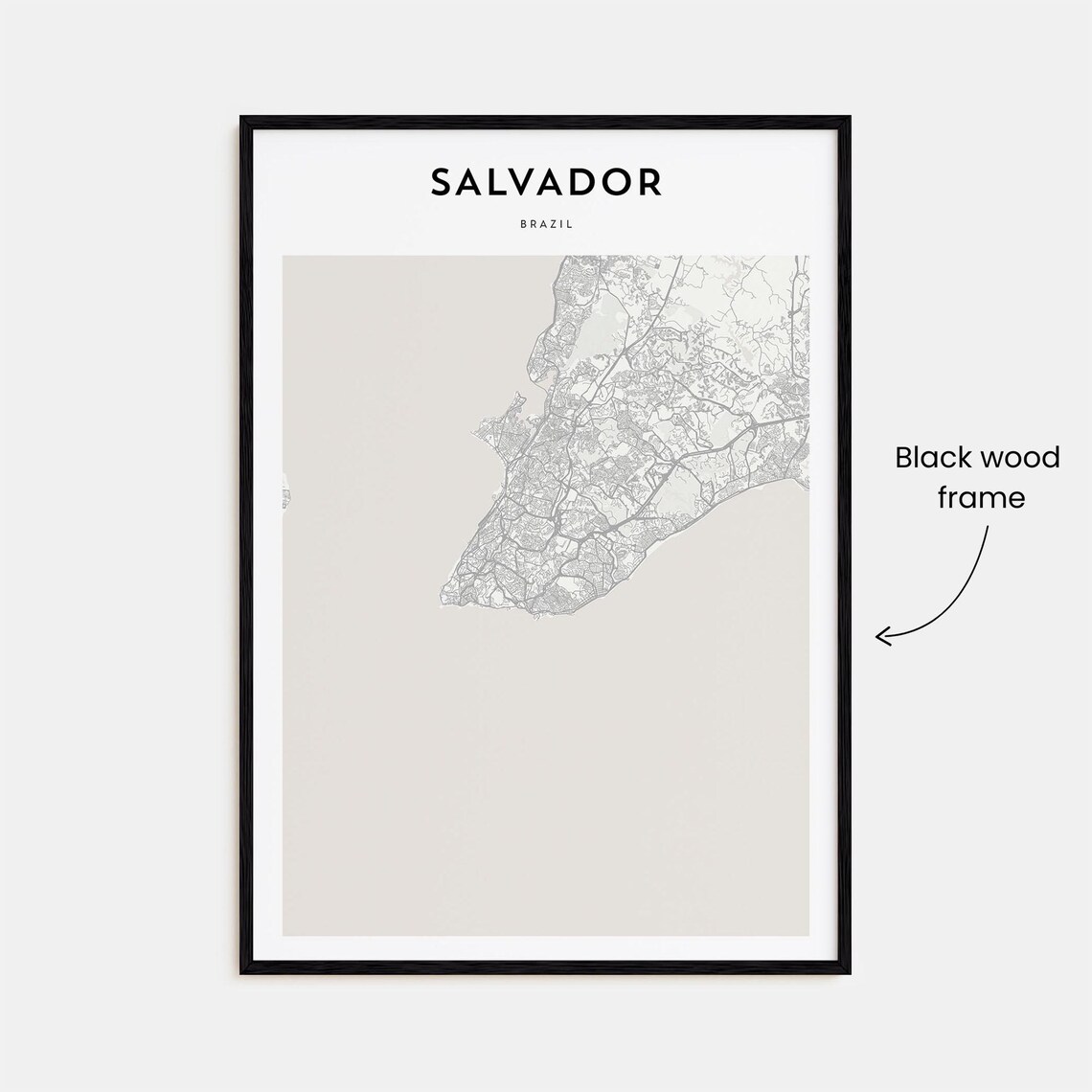 Salvador Brazil Modern Minimalist City Street Map Travel Poster - Image 3