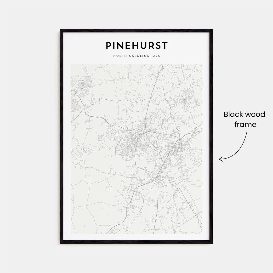 Pinehurst North Carolina USA Minimalist Street Map Art Poster - Image 3