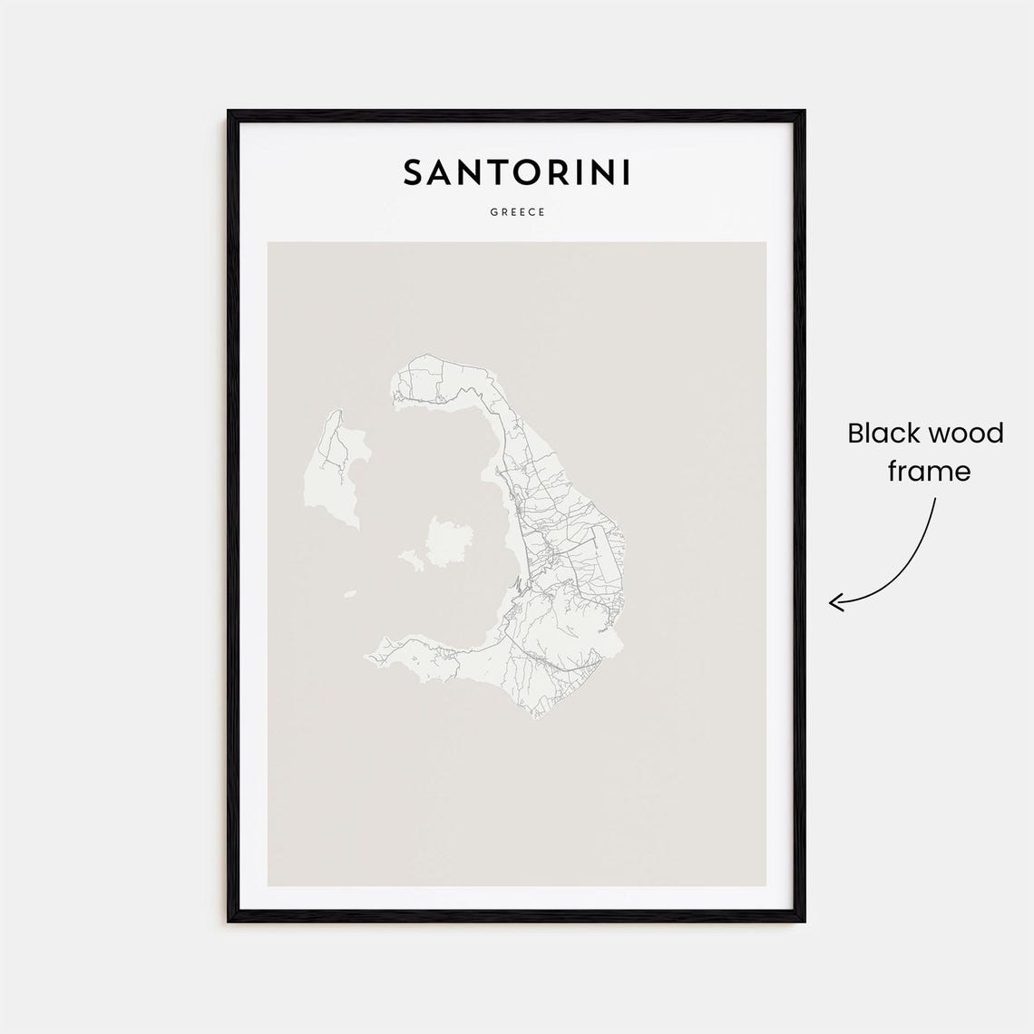 Santorini Greece Caldera Crescent Minimalist Island Map Travel Poster - Image 3
