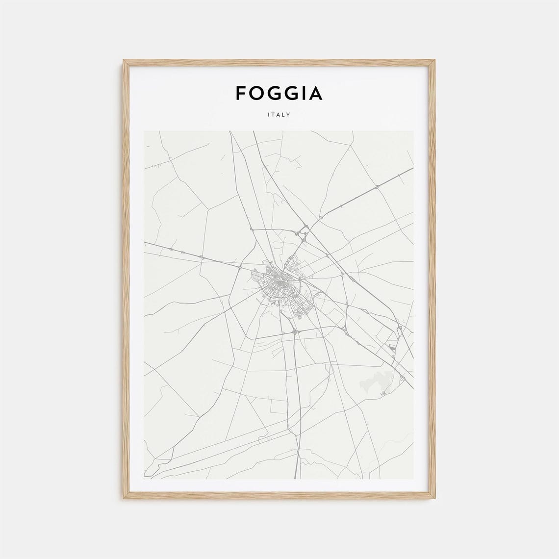 Foggia Italy Minimalist Beige City Map Street Plan Wall Decor Poster