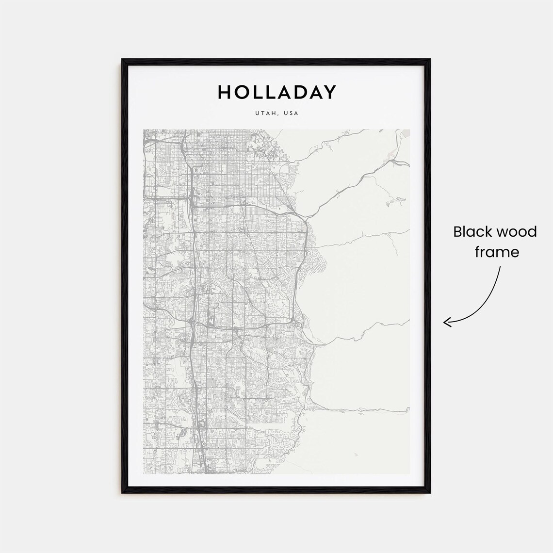Holladay Utah USA Minimalist Suburban City Map Line Art Print - Image 3