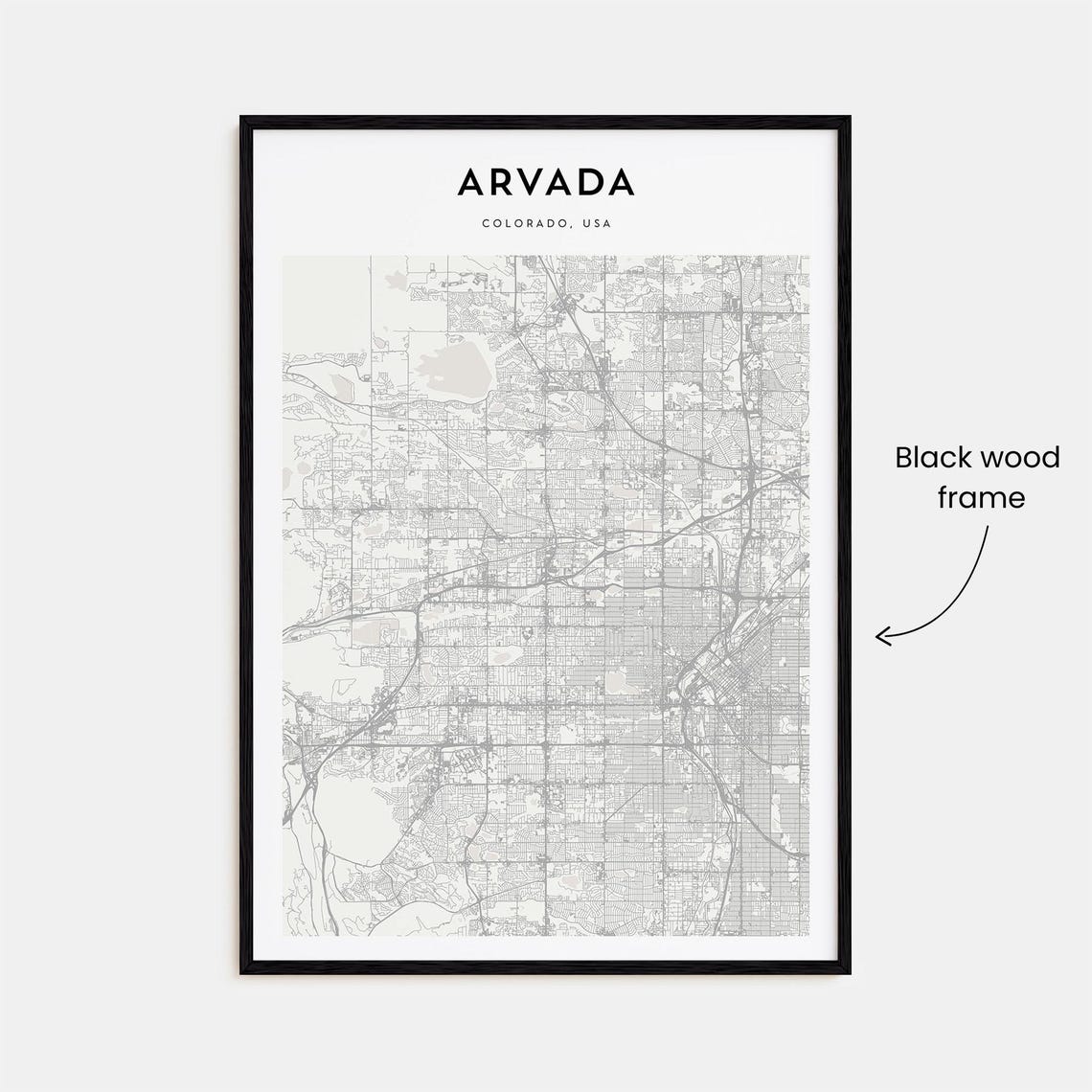 Arvada Colorado USA Personalized Minimalist Gray City Map Poster - Image 3