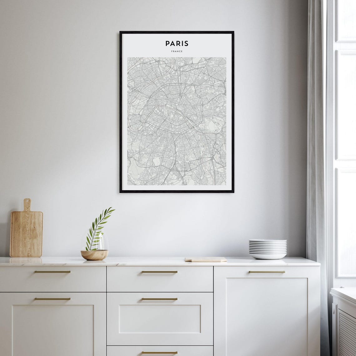 Paris France Minimal Line Art Style City Map Wall Decor Poster - Image 2
