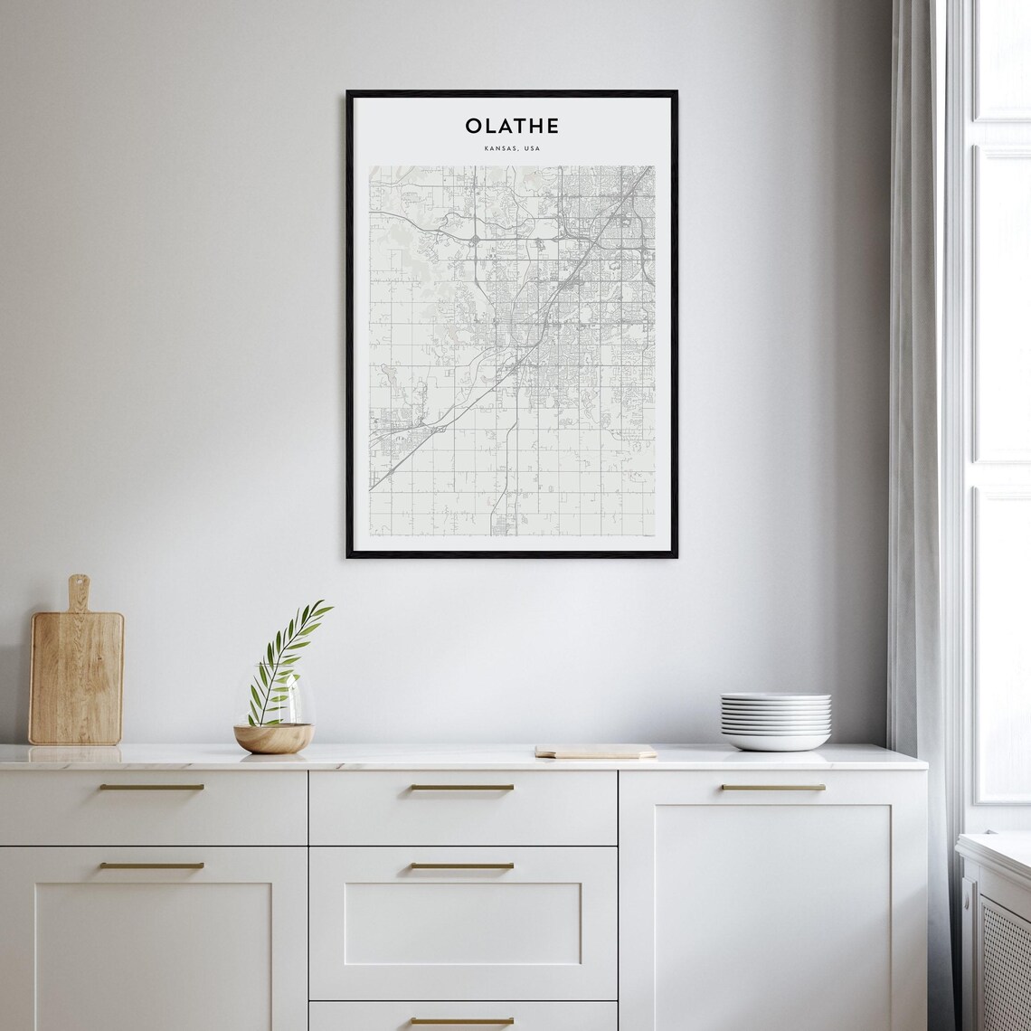 Olathe Kansas USA City Street Map Minimalist Line Art Poster - Image 2