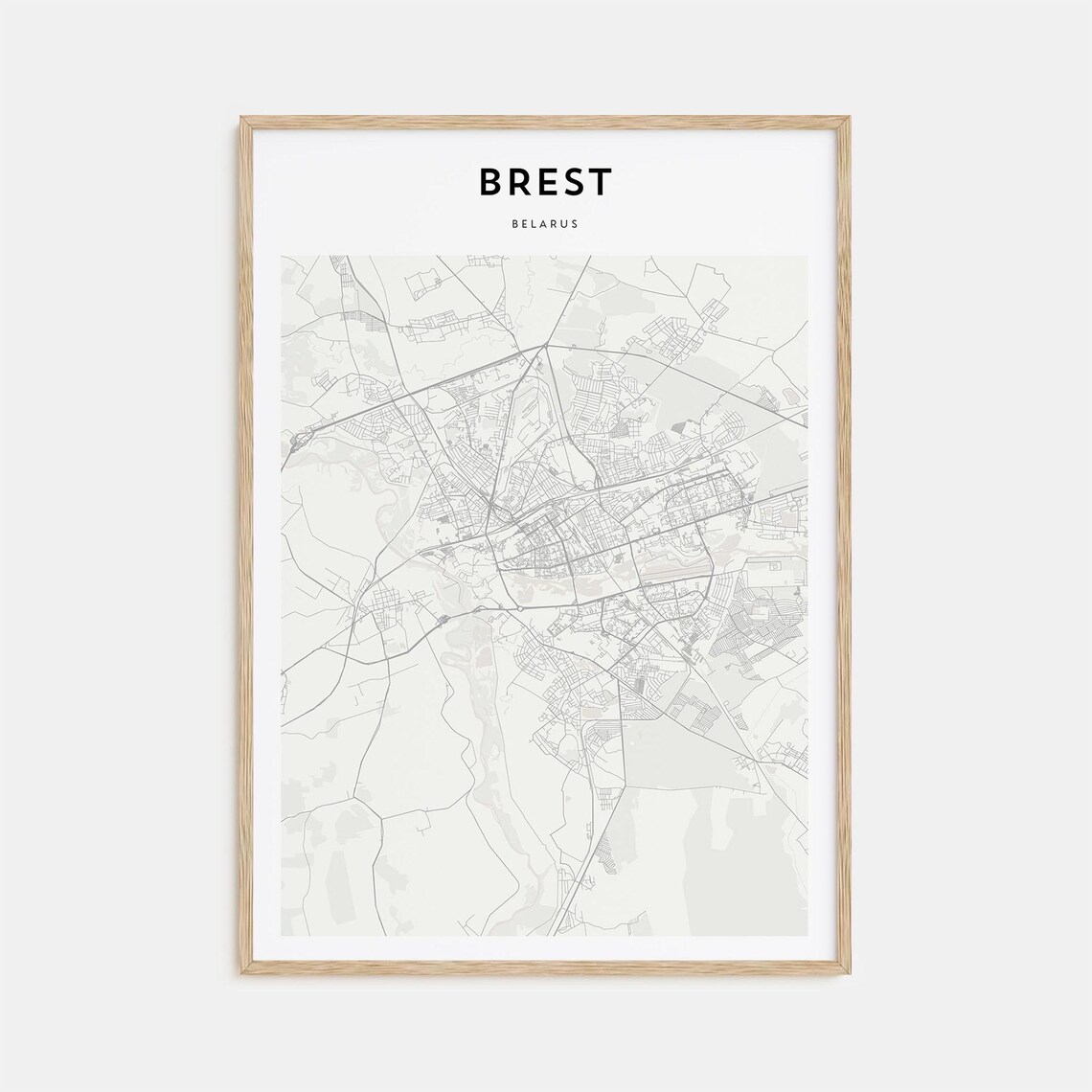 Brest Belarus Minimalist City Map Modern Line Art Travel Poster