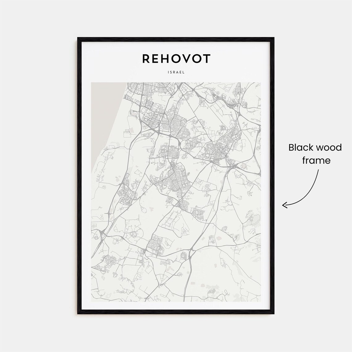 Rehovot Israel Minimalist City Street Map Beige Travel Poster - Image 3