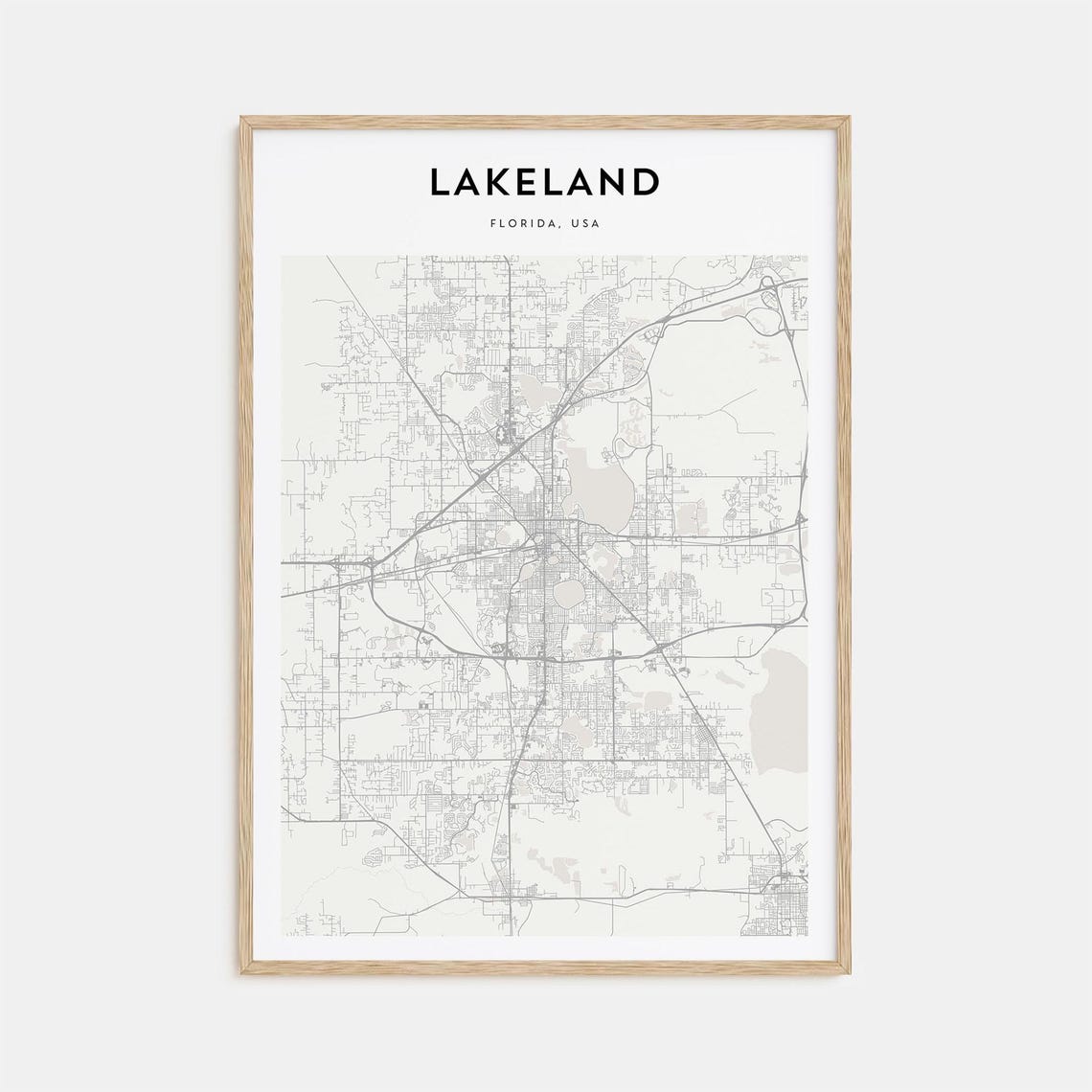 Lakeland Florida Central Florida Lakes Minimalist City Map Poster