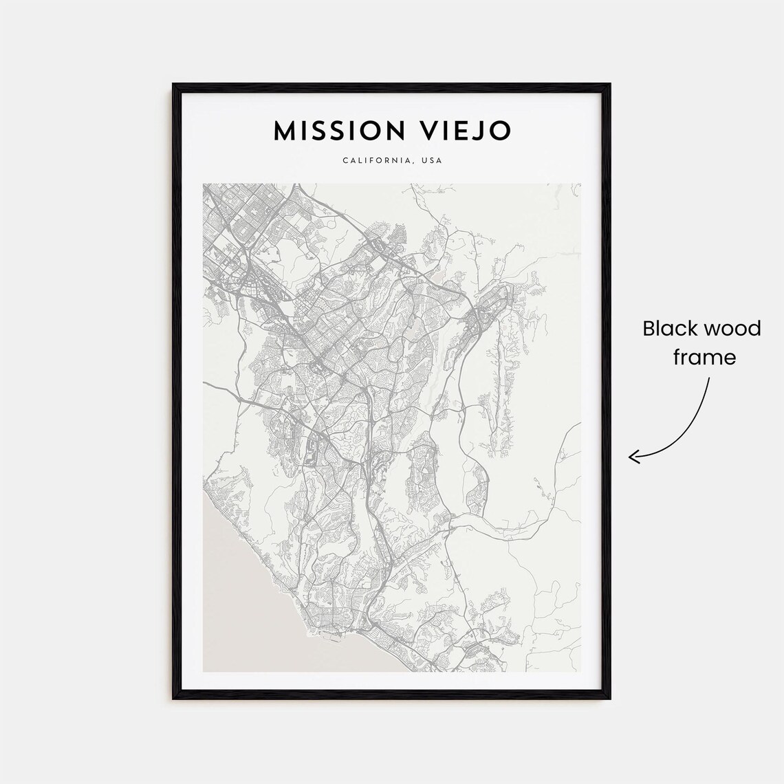 Mission Viejo California City Street Map Minimalist Line Art Poster - Image 3