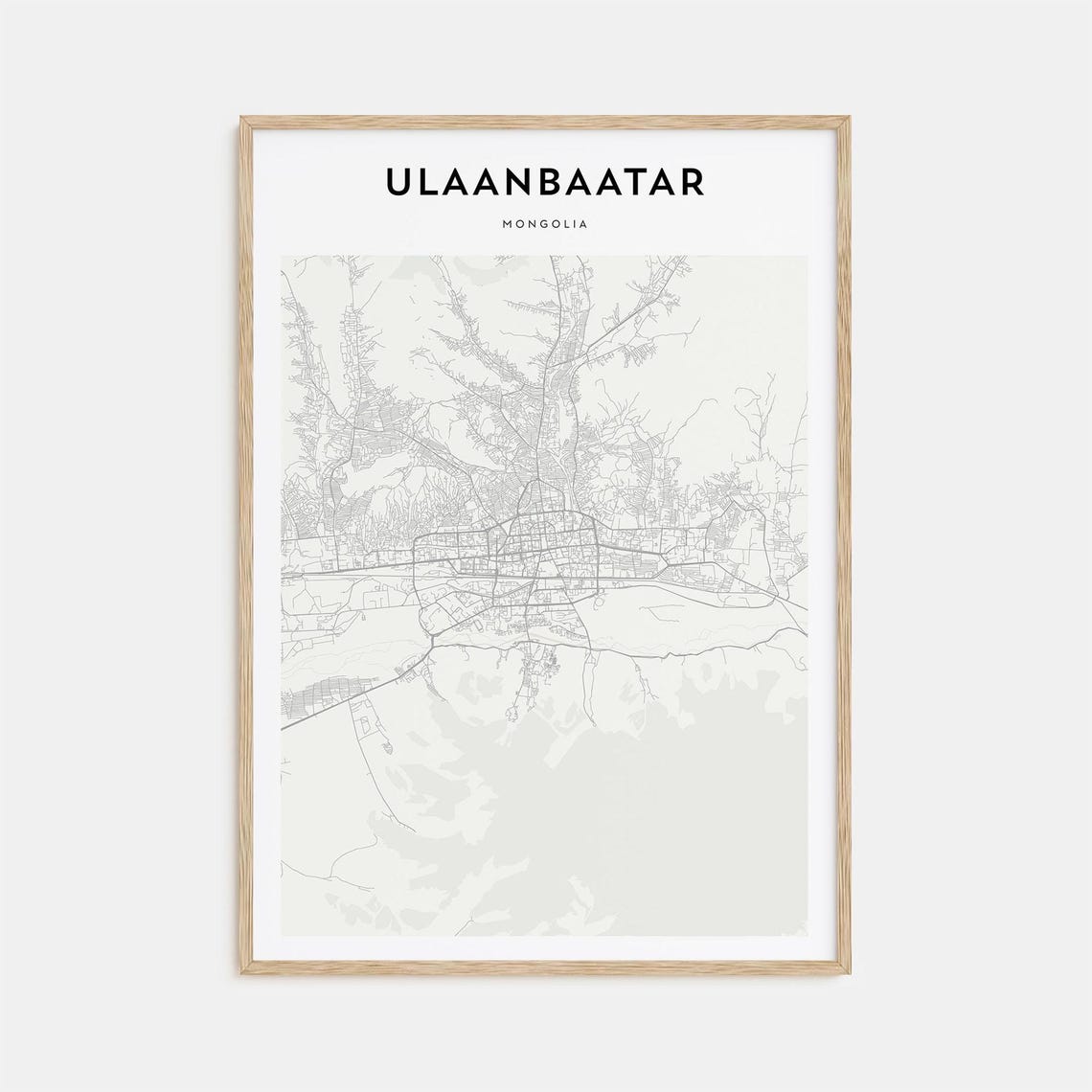 Ulaanbaatar Mongolia Minimal Cream City Map Travel Decor Poster