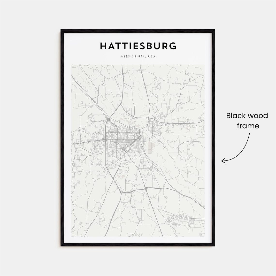 Hattiesburg Map Poster Hattiesburg Map Print Hattiesburg Personalized Map Art Hattiesburg Wall Art Hattiesburg Travel Gift Mississippi - Image 3