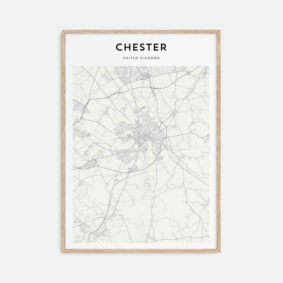 Chester United Kingdom Minimalist Black White City Map Poster