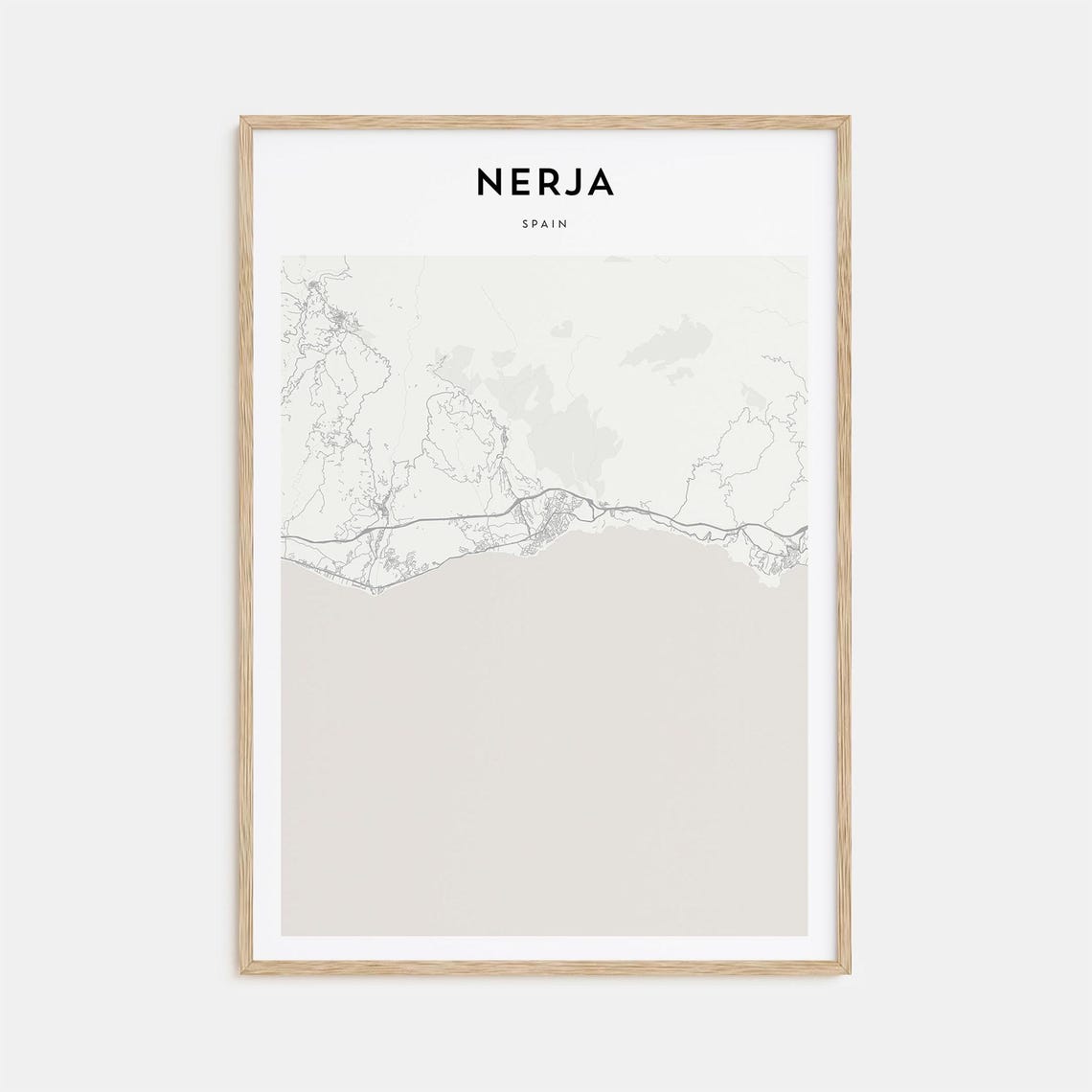 Nerja Spain Minimalist Coastal Street Map Costa Del Sol Poster