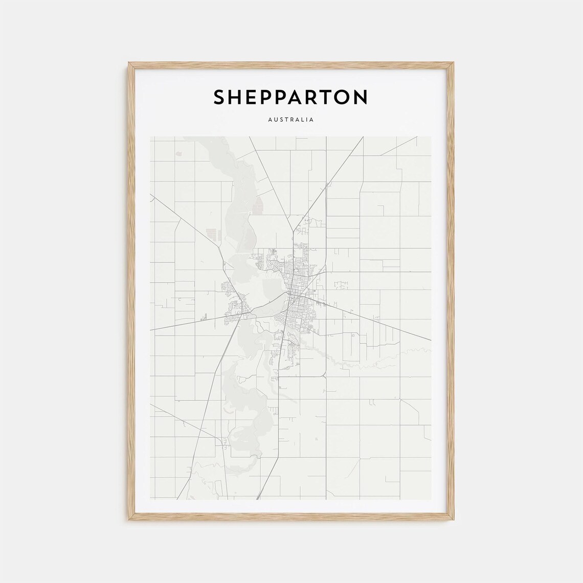 Shepparton Australia Scandinavian Minimalist City Map Travel Poster