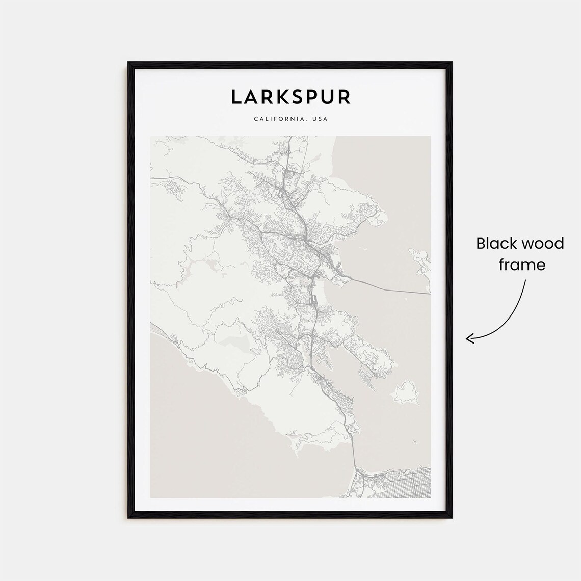 Larkspur California Marin County Minimalist City Street Map Poster - Image 3