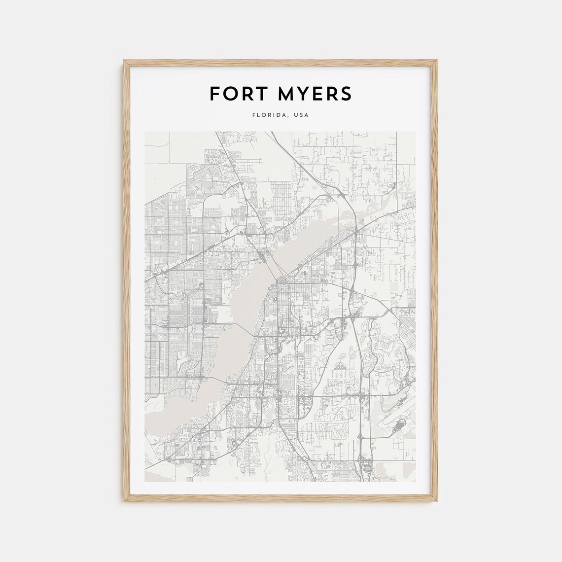 Fort Myers Florida Minimalist City Street Map Southwest Decor Poster
