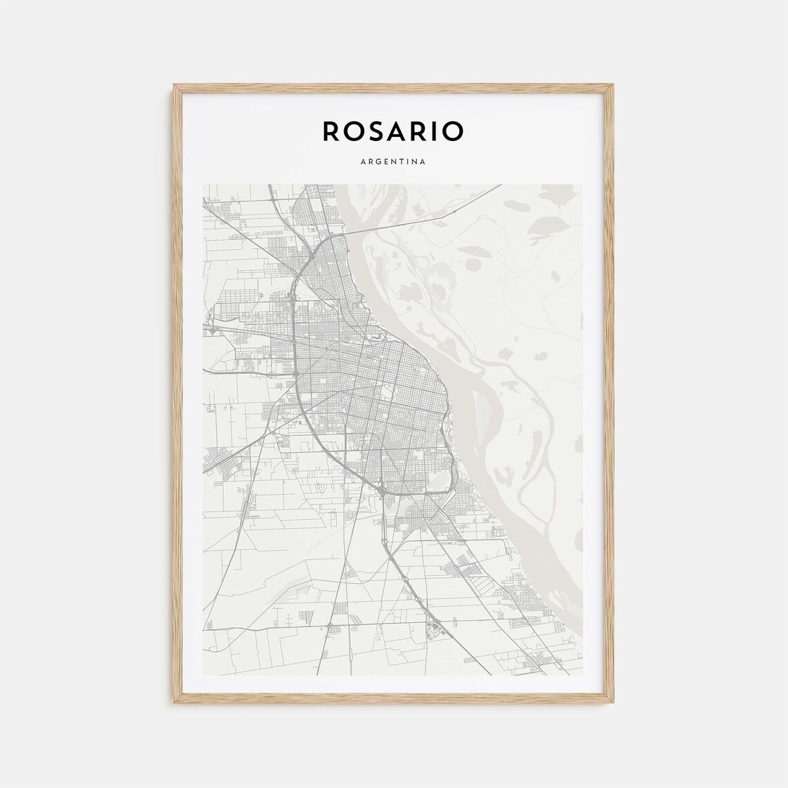Rosario Argentina Minimalist Monochrome City Map Retro Travel Poster
