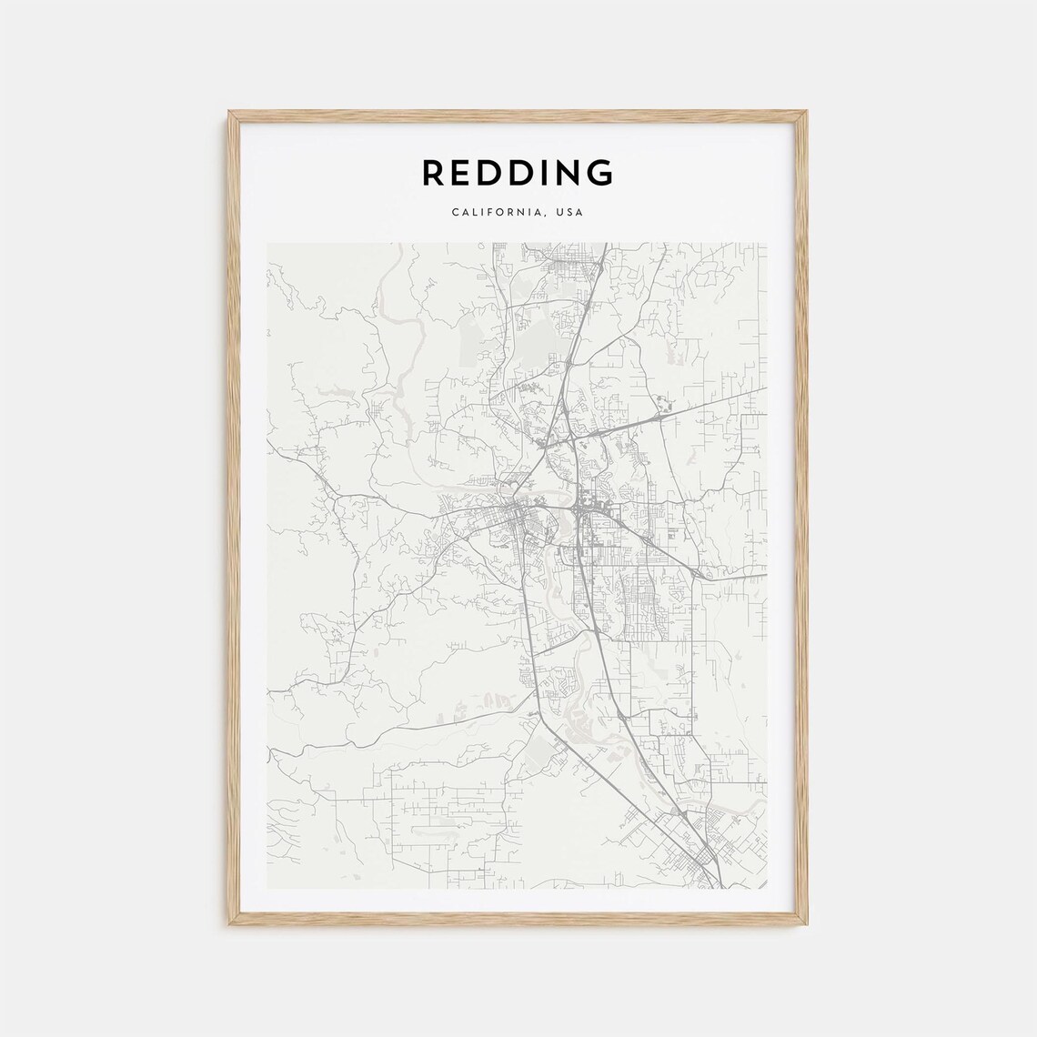 Redding California USA Minimalist Street City Map Decor Art Poster