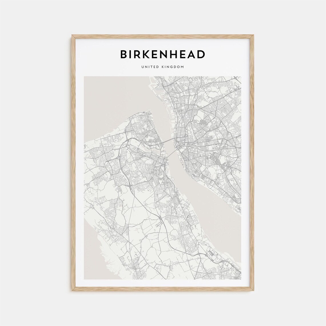 Birkenhead United Kingdom Minimal Street Map Black and White Poster