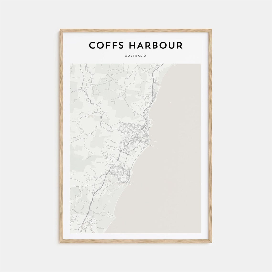 Coffs Harbour Australia Minimalist City Street Map Travel Art Print