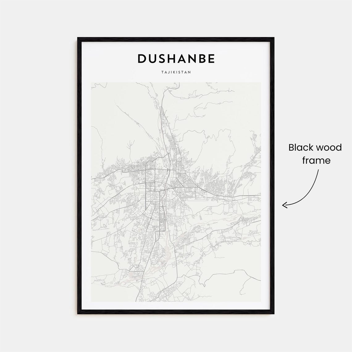 Dushanbe Tajikistan Minimalist Beige City Street Map Poster Decor - Image 3