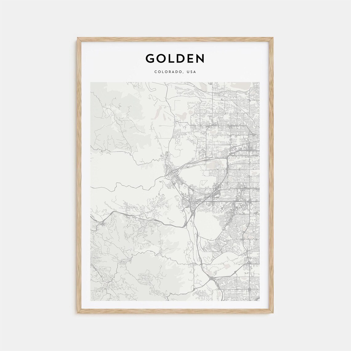 Golden Colorado USA Minimalist Beige City Street Map Poster Decor