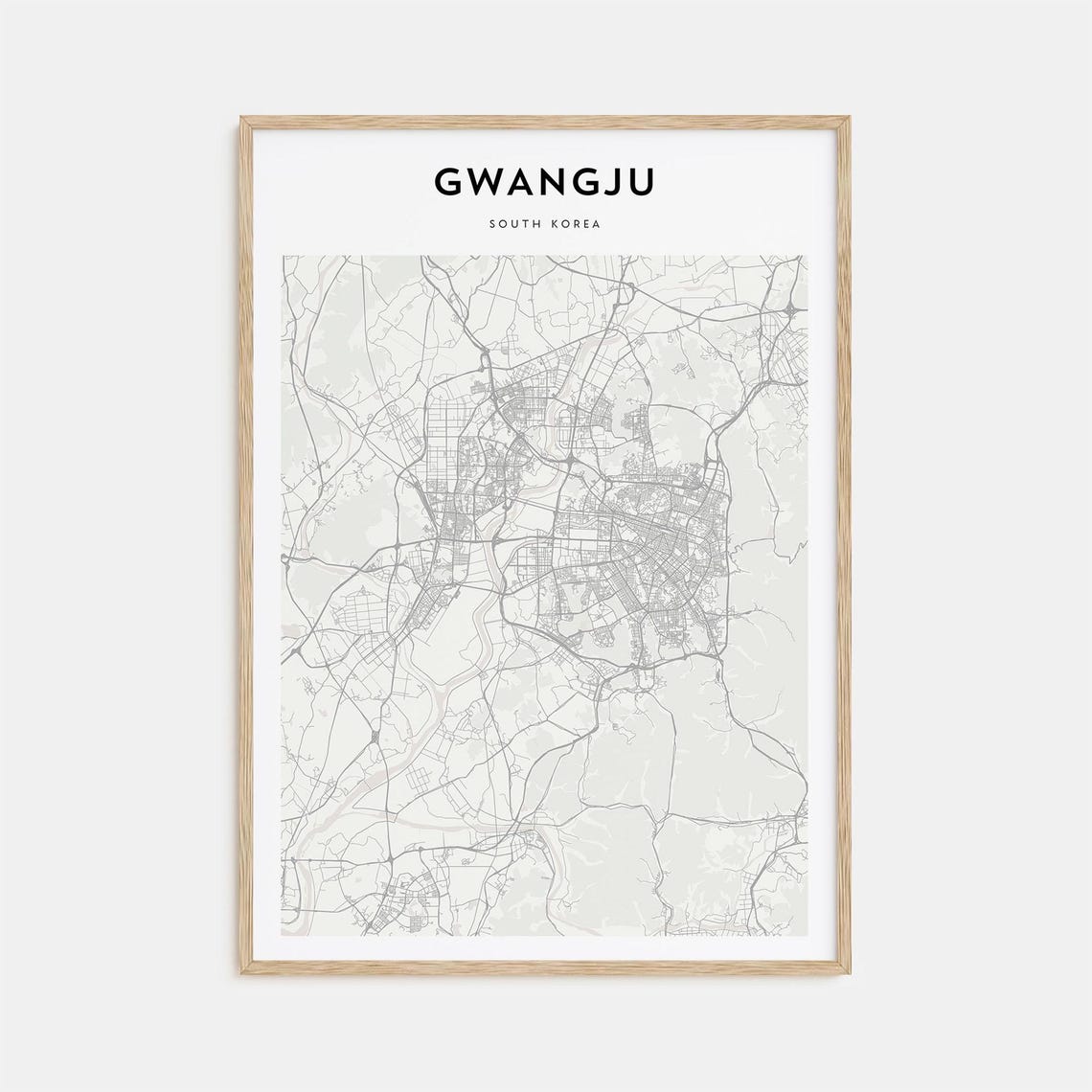 Modern Gwangju South Korea Minimalist City Map Wall Decor Poster