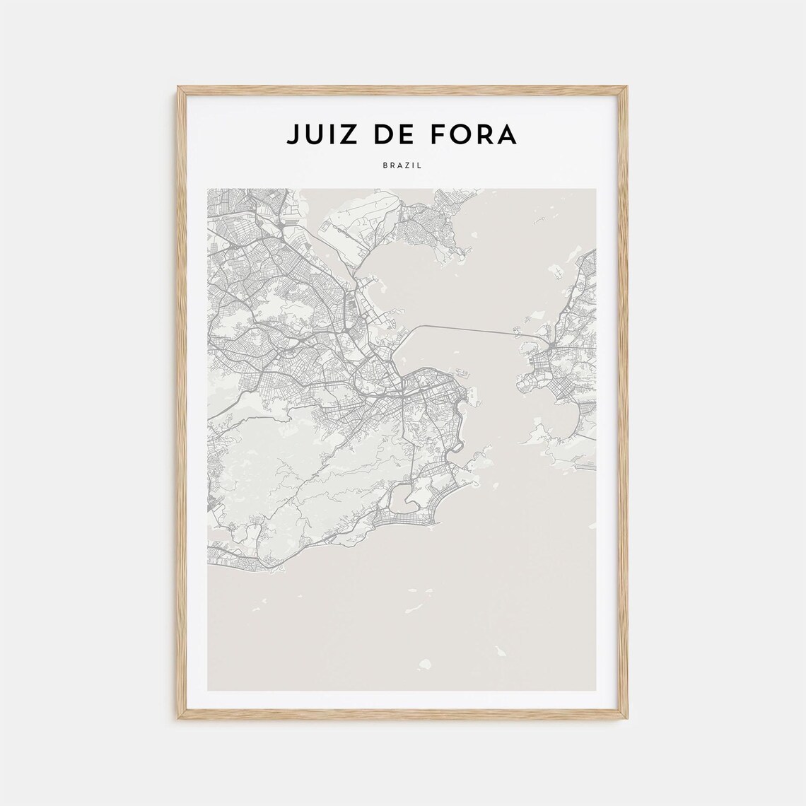 Juiz de Fora Brazil Minimalist City Street Line Art Map Poster