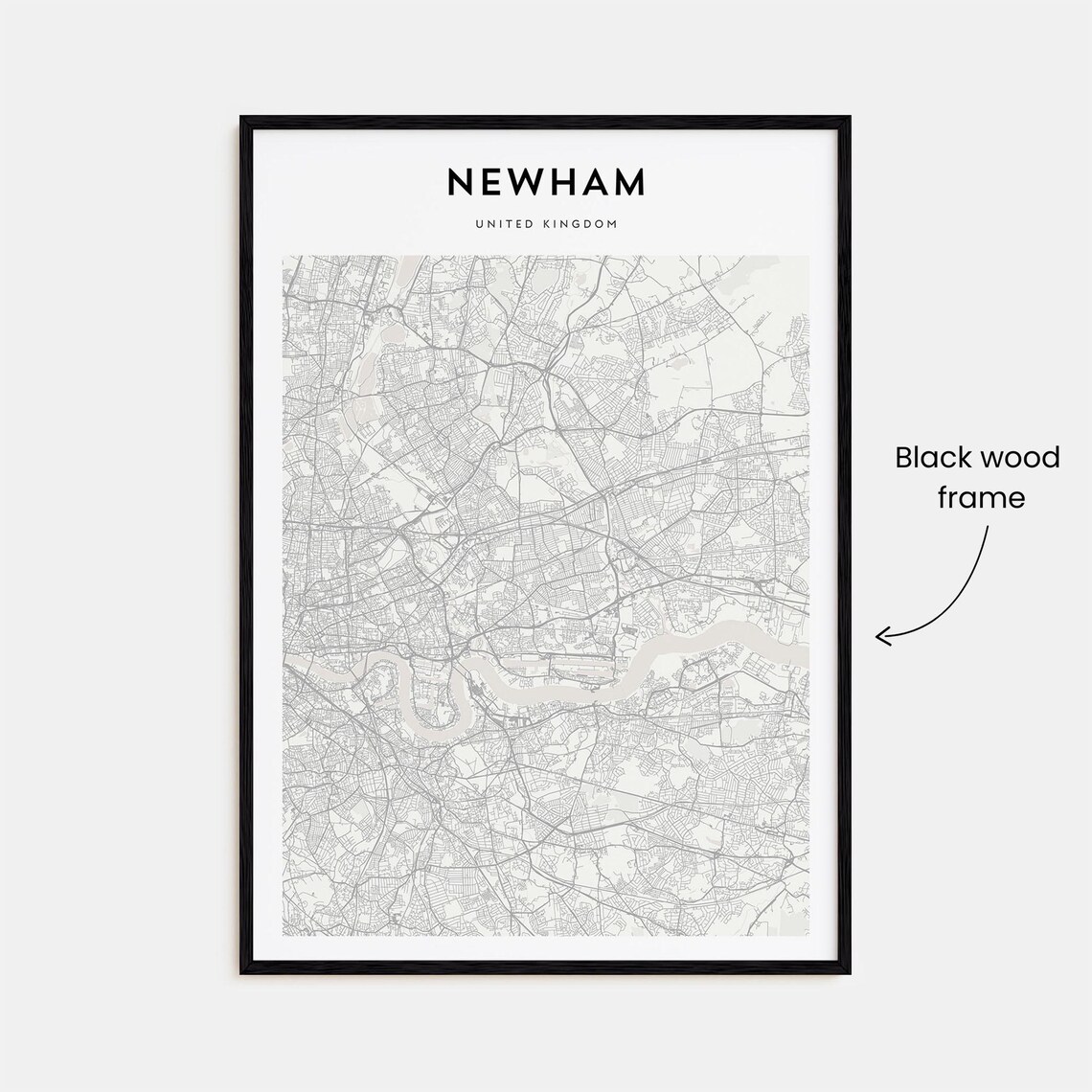 Newham United Kingdom City Street Map Minimalist Line Art Poster - Image 3