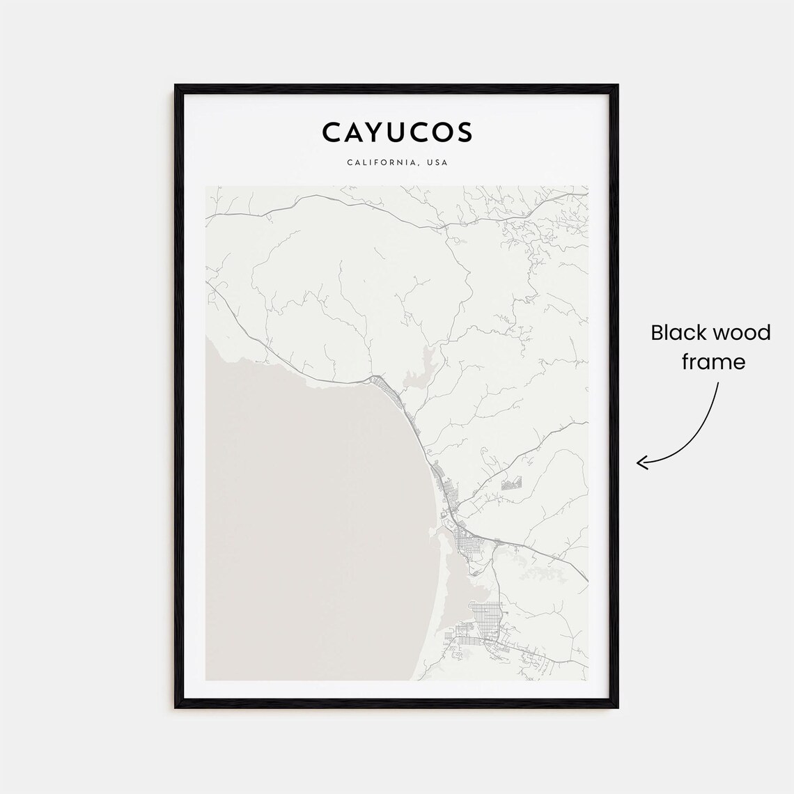 Cayucos California Minimalist Coastal Street Map Modern Wall Art - Image 3