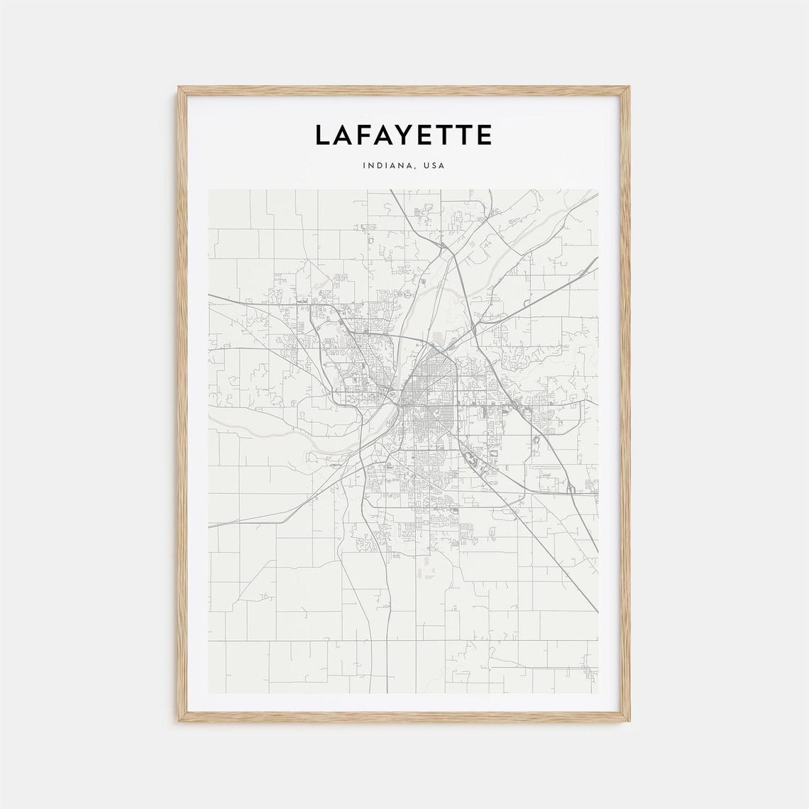 Lafayette Indiana Minimalist City Street Map Elegant Decor Art Poster