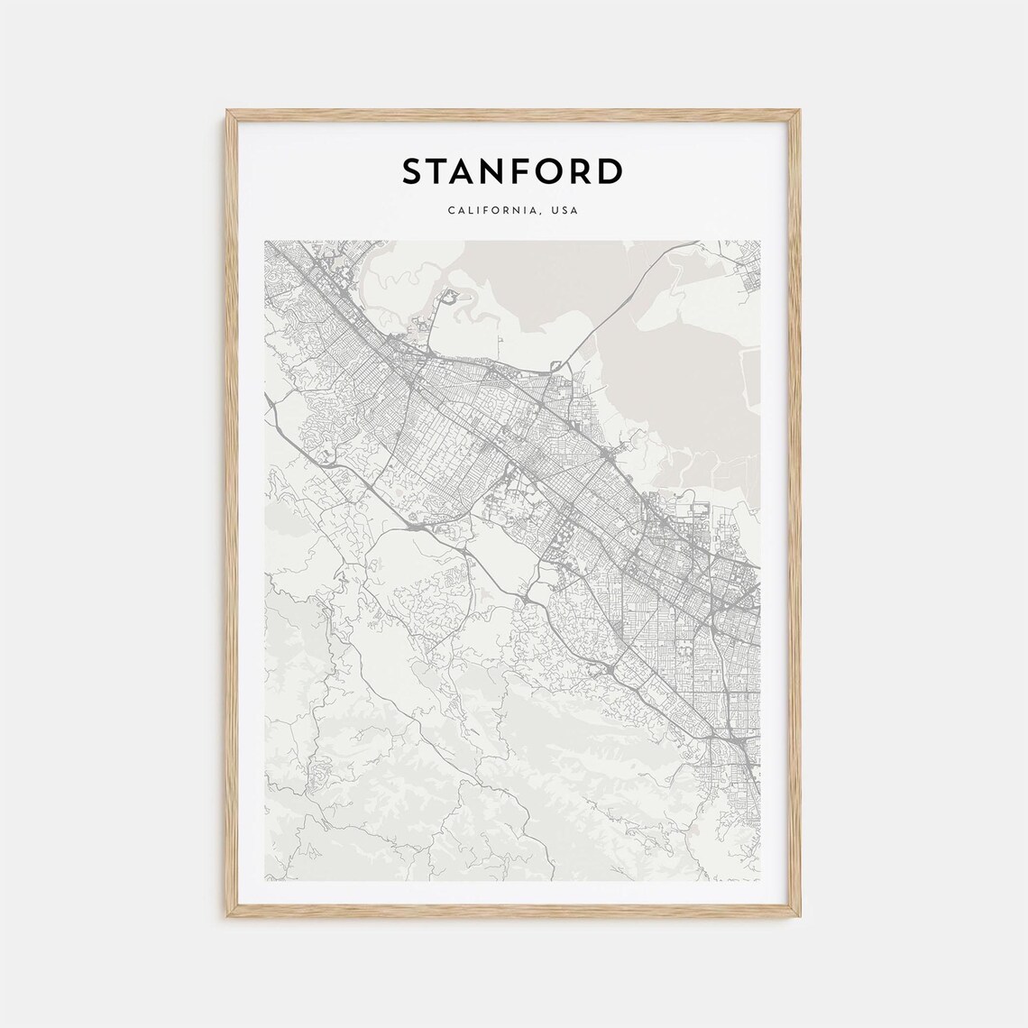 Stanford California Minimalist City Street Map Line Art Poster