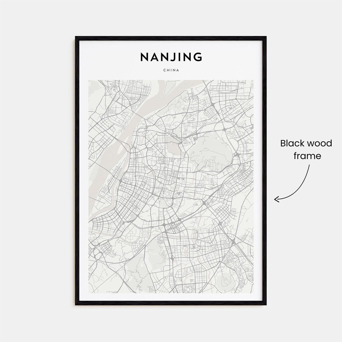 Nanjing China Old River City Minimalist Beige Street Map Poster - Image 3