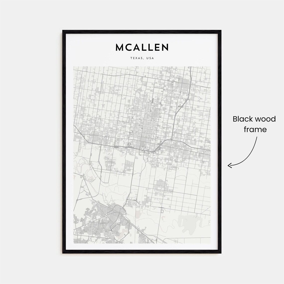 McAllen Texas Rio Grande Valley Beige Minimalist Map Art Poster - Image 3