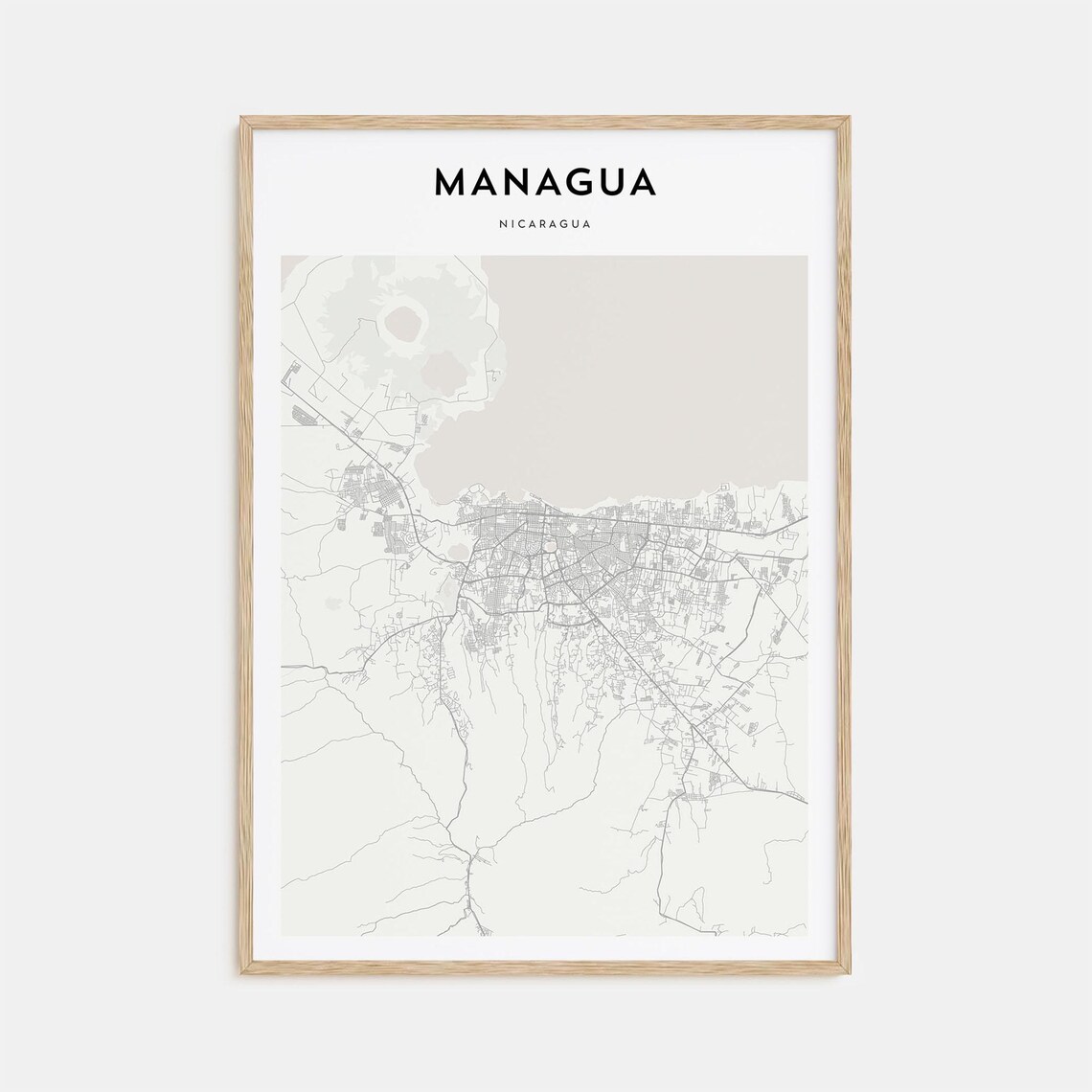 Managua Nicaragua Minimalist Street Map Poster For Modern Travel Decor
