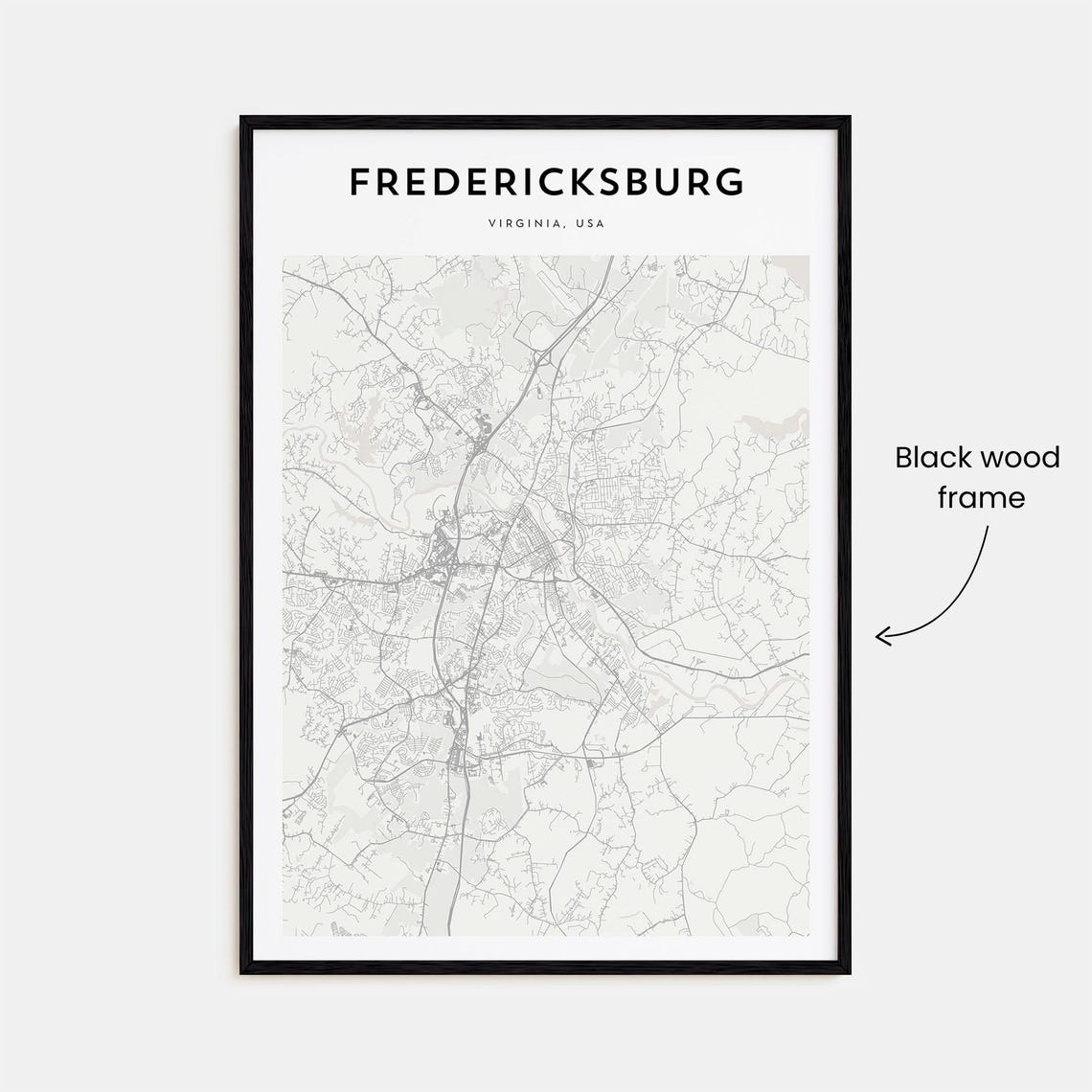 Fredericksburg Virginia USA Minimalist Beige City Map Poster - Image 3