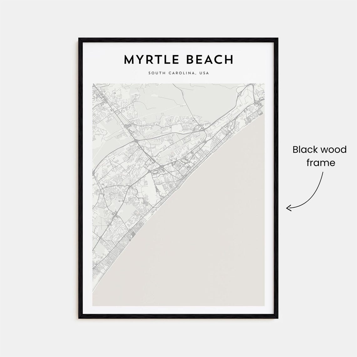 Myrtle Beach South Carolina Coastal Minimalist City Map Poster - Image 3