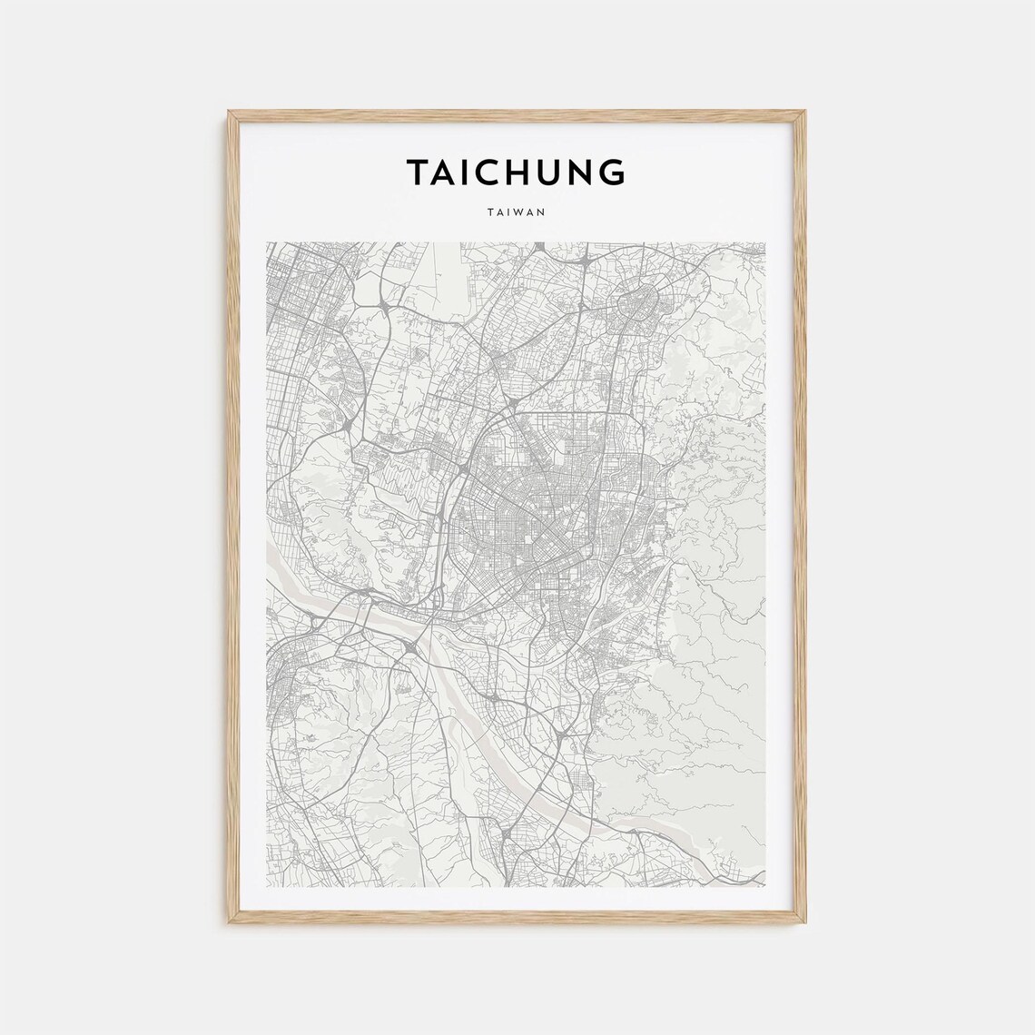 Taichung Taiwan City Street Map Scandinavian Minimalist Poster