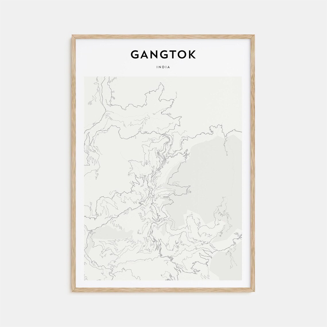 Gangtok India Minimalist City Street Map Monochrome Art Poster