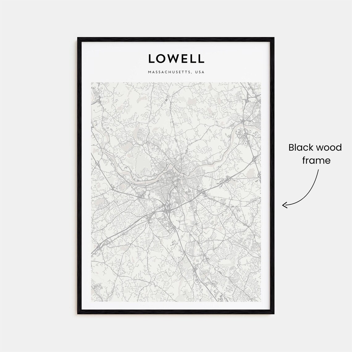 Lowell Massachusetts USA City Street Map Minimalist Line Art Poster - Image 3