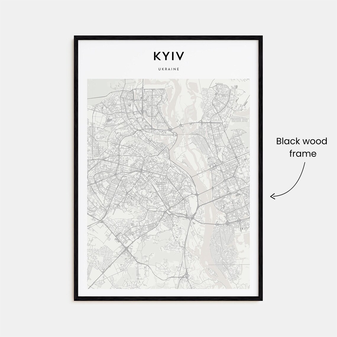 Modern Minimalist Kyiv Ukraine Capital City Street Map Poster - Image 3