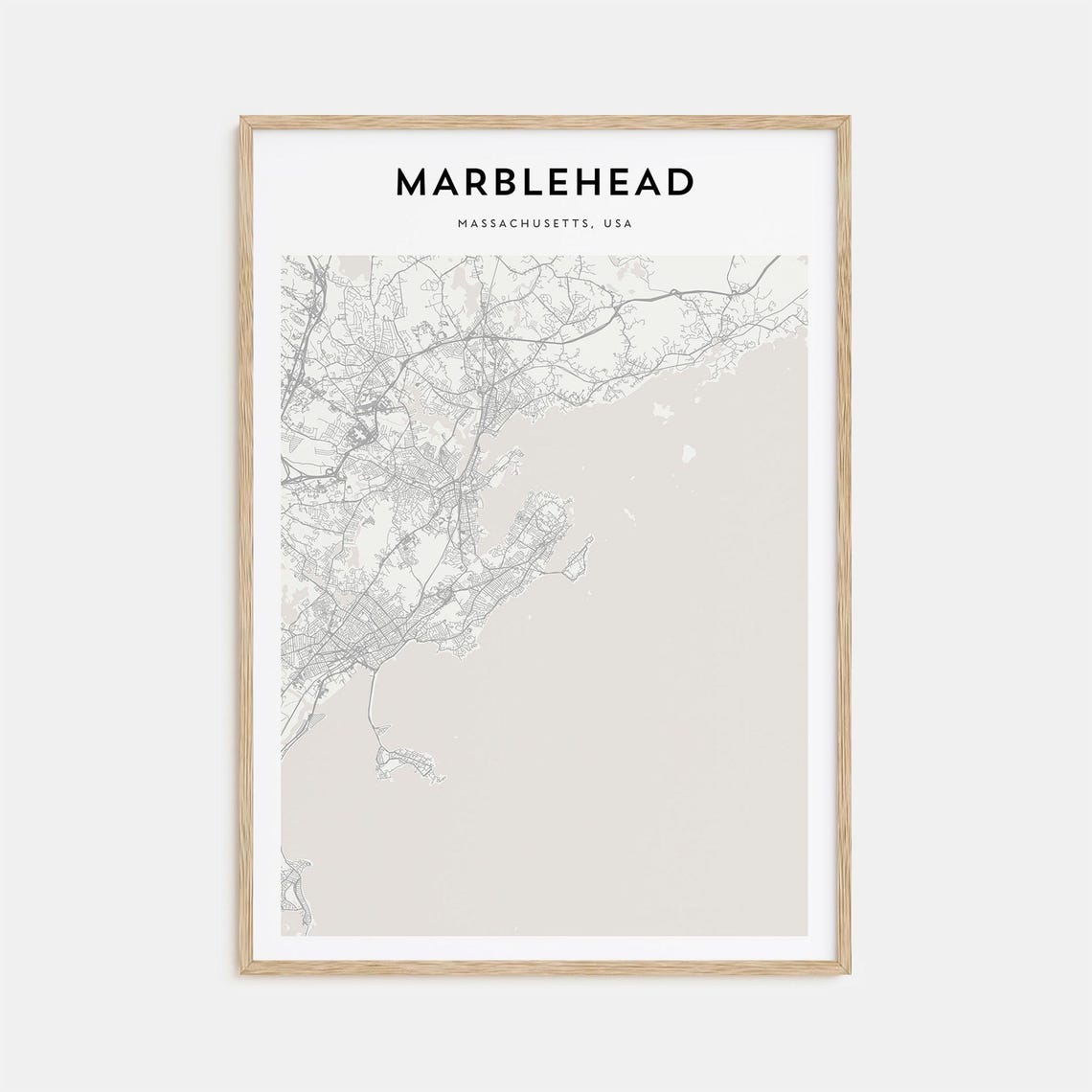 Marblehead Massachusetts Historic Coast Beige Minimalist Map Poster