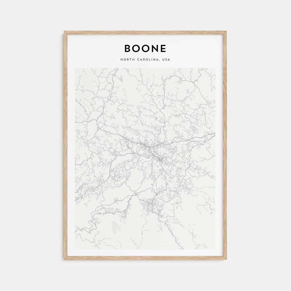 Boone North Carolina USA Street Map Poster Minimalist Modern Decor