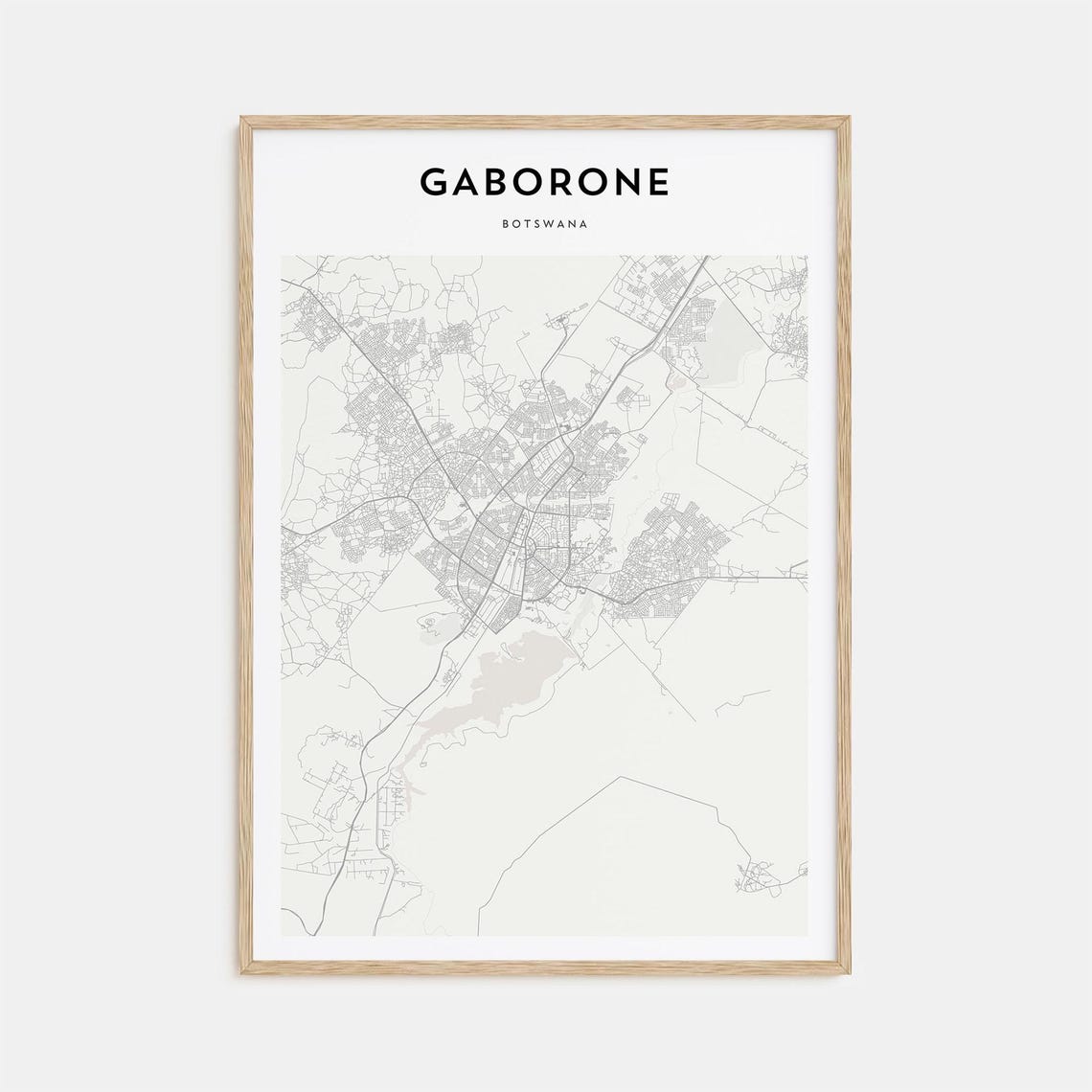Gaborone Botswana Minimalist City Map Street Plan Home Decor Poster