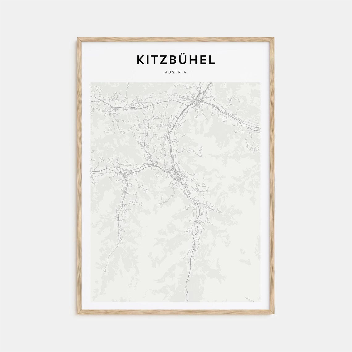 Kitzbuhel Austria Minimalist Alpine Town Map Elegant Decor Art Poster