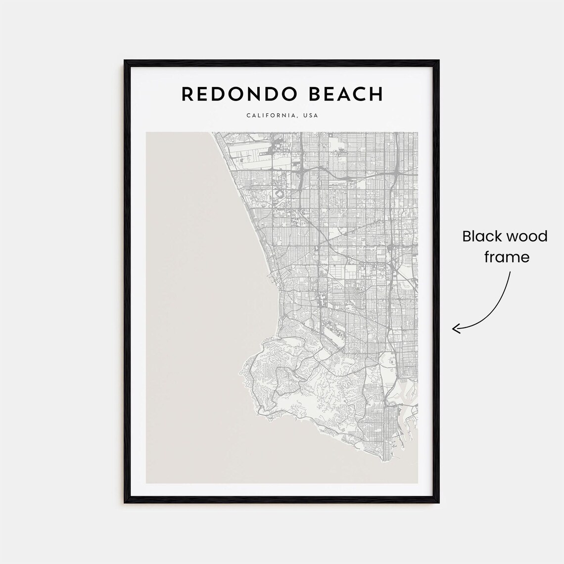 Redondo Beach California USA Minimalist Street City Map Art Poster - Image 3
