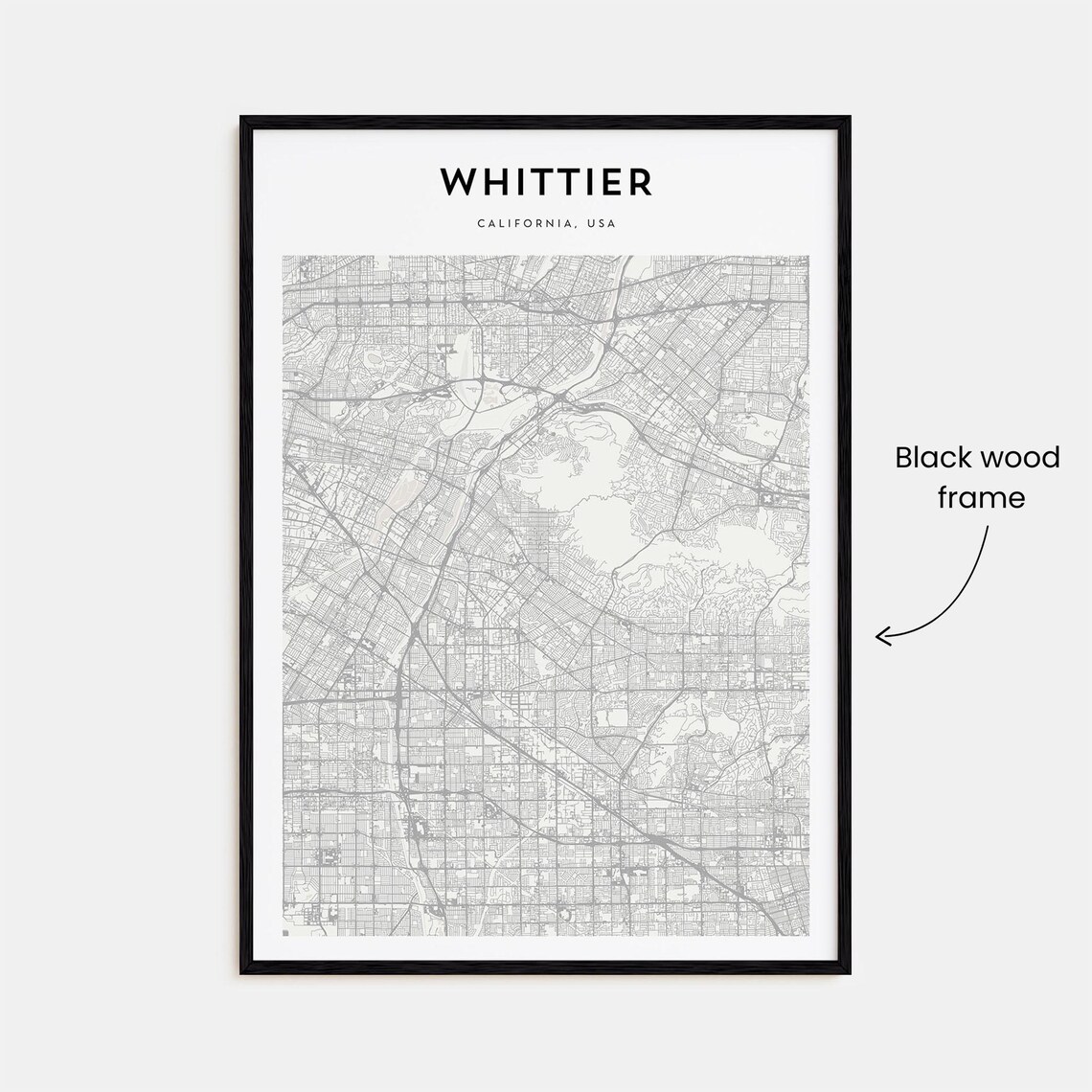 Whittier California USA Minimalist City Street Map Wall Poster - Image 3