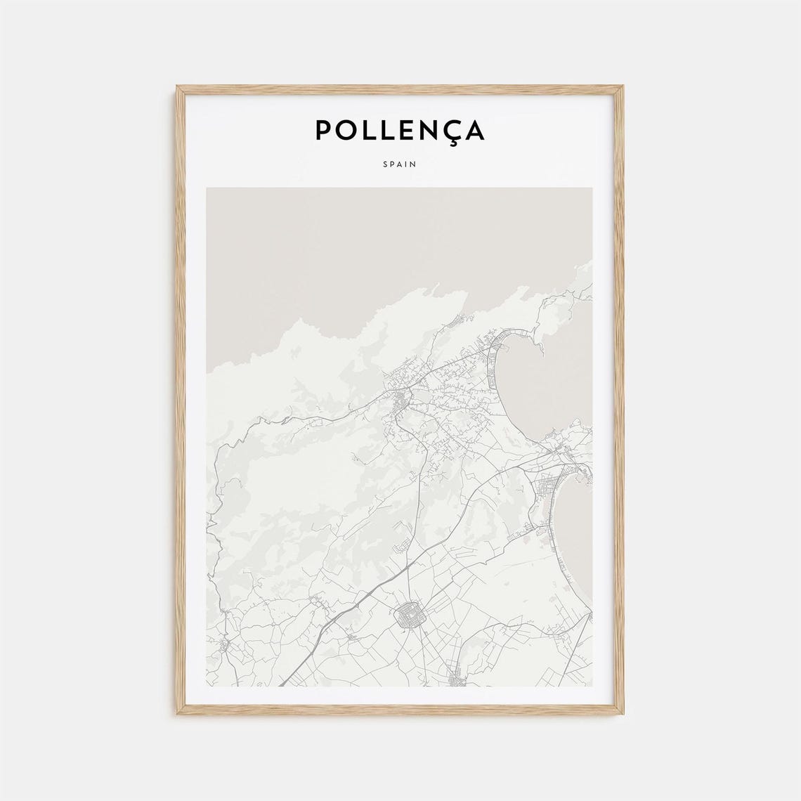 Pollenca Spain Minimalist Black and White City Map Art Poster